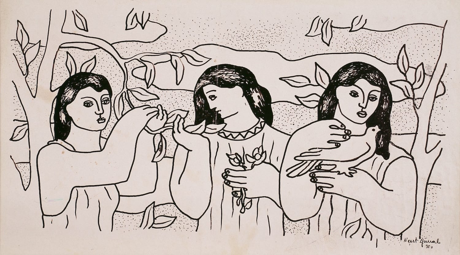 Joy of Living, 1950 16cm x 27.5cm indian ink on paper See: • Neşet Günal Drawings 1941 - 2001 (Milli Reasürans Art Gallery - Istanbul; Gallery Selvin - Ankara, 2001), page: 10 • Neşet Günal (Science Art Gallery Publications, 1996), page: 30